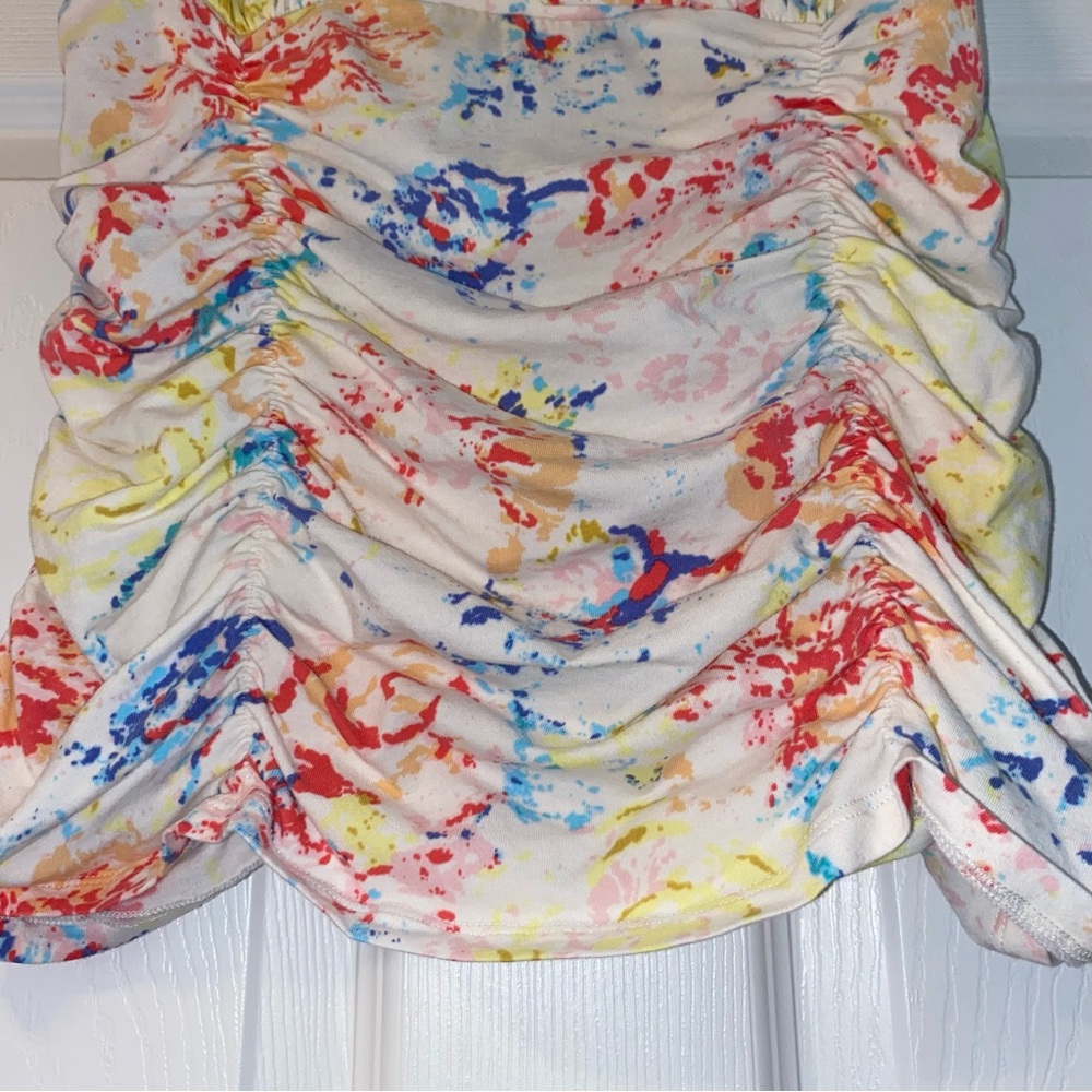 Cabi Colorful Paint Splatter Ruched Ruffle Tank Top Size Medium - Picture 5 of 7